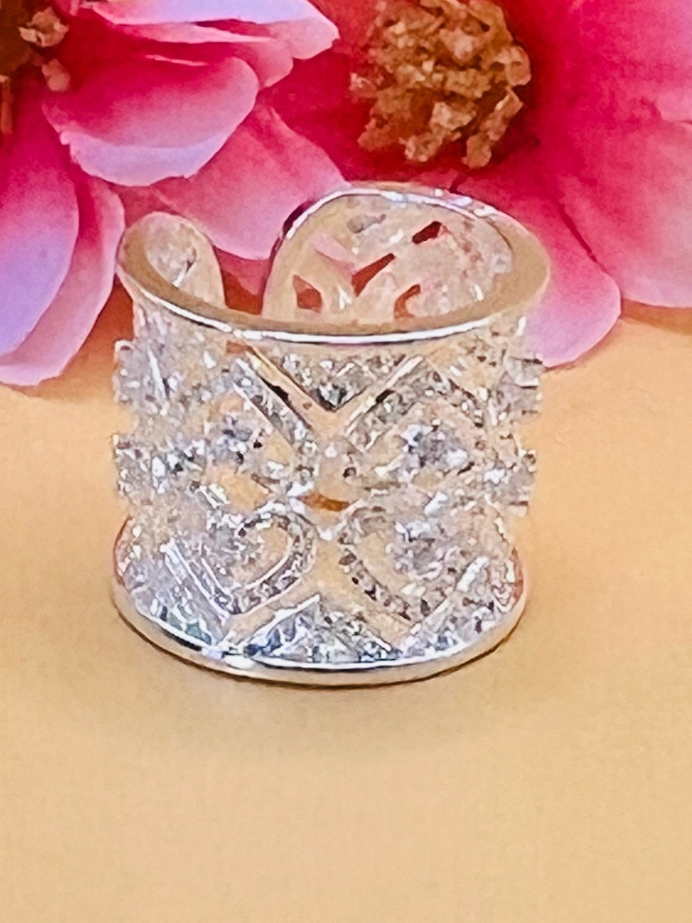 Elegant thumb  Silver .925 Filigree Ring adjustable size 10